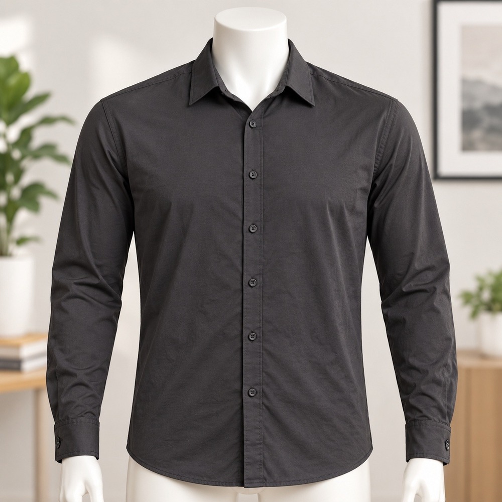 Bruno Milano Button Down Shirt Mens Medium Black Long Sleeve Tailored Fit